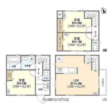 Ｋｏｌｅｔ尾山台南０６[3LDK/80.2m2]の間取図