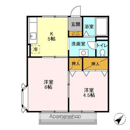 ドミール西都賀[2K/35.03m2]の間取図