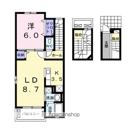 大阪府堺市堺区北庄町３丁[1LDK/53.36m2]の間取図