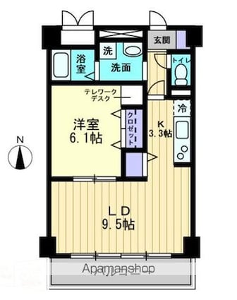 フィール上之町　[1LDK/42.76m2]の間取図