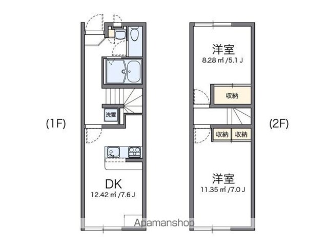 レオパレスＩＮＢＥ　Ⅲ[2DK/49.2m2]の間取図
