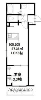 Ｔ＇Ｓ　ＡＢＢＹ[1LDK/27.36m2]の間取図
