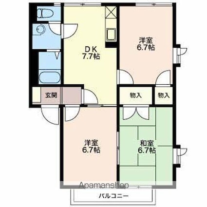 長野県長野市大字徳間[3DK/57.54m2]の間取図