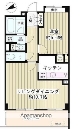 ピュアステージ千歳船橋[1LDK/44.35m2]の間取図