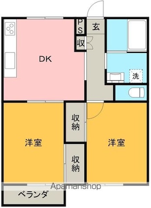 セゾンハイツトヨシマ[2DK/46.37m2]の間取図