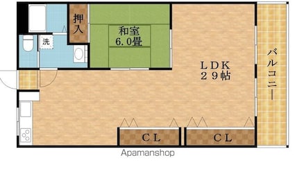 クローバーハイツ森小路２号棟[1LDK/64m2]の間取図