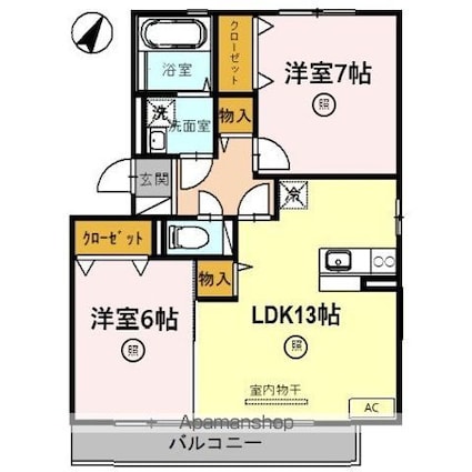 グレイスコート[2LDK/60.84m2]の間取図