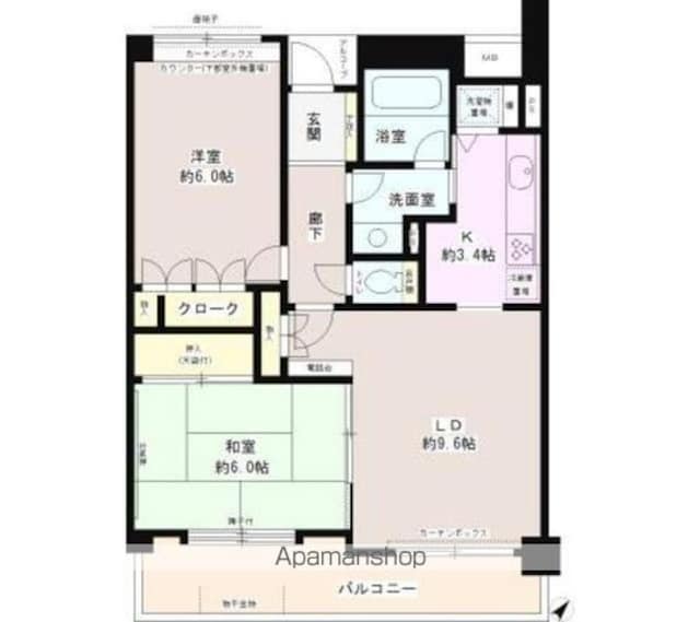 府中中河原パーク・ホームズ[2LDK/58.17m2]の間取図