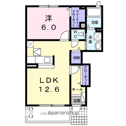 パルメゾン　弐番館[1LDK/46.22m2]の間取図