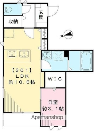 カーサ　クレール[1LDK/34.72m2]の間取図