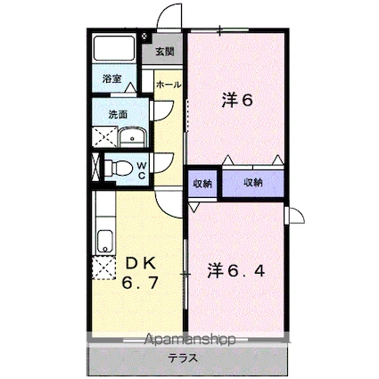イーグルハイツⅡ[2DK/47.23m2]の間取図