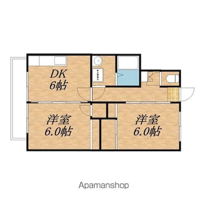 コーポ熊谷Ｂ棟[2DK/47.2m2]の間取図