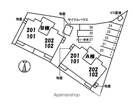 広島県広島市安佐南区伴中央１丁目[3LDK/66.35m2]の配置図