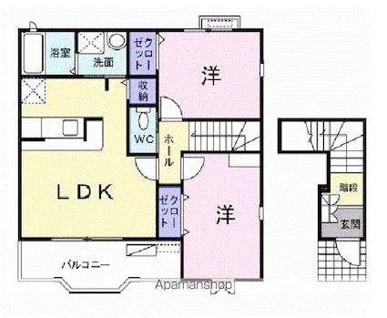 茨城県牛久市猪子町[2LDK/54.94m2]の間取図