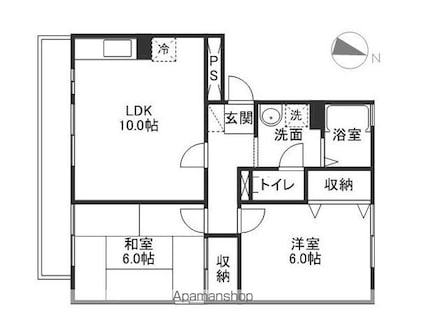岡山県岡山市北区高柳西町[2LDK/52.1m2]の間取図