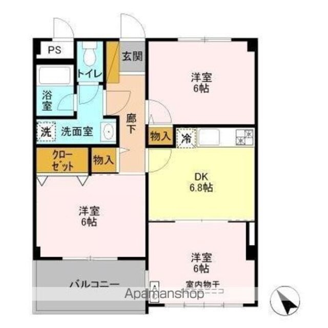 グラン・シャリオ[3DK/56.5m2]の間取図