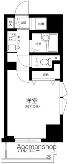 菱和パレス笹塚[1K/21.91m2]の間取図