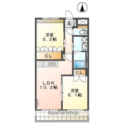 アゼリア　マンション[2LDK/51.3m2]の間取図
