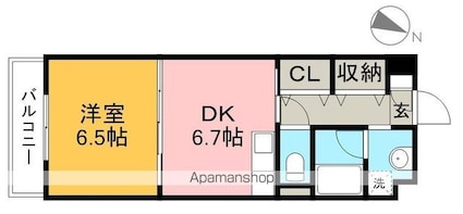 メゾンドフォンテヌ[1DK/35m2]の間取図