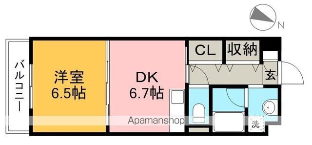 メゾンドフォンテヌ[1DK/35m2]の間取図