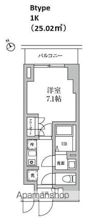 レジディア日本橋馬喰町Ⅱ[1K/25.02m2]の間取図