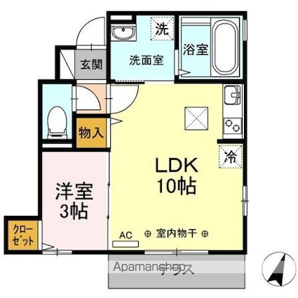 ローズコート[1LDK/34.14m2]の間取図
