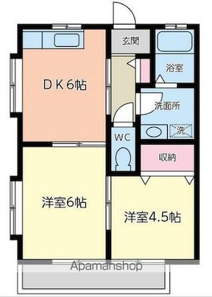 エトワールⅣ[2DK/41.25m2]の間取図