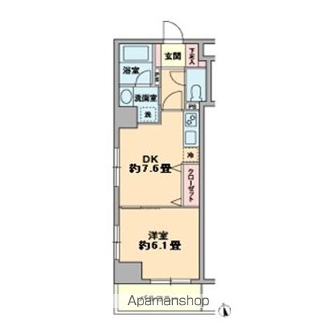 カスタリア新富町[1DK/35.67m2]の間取図