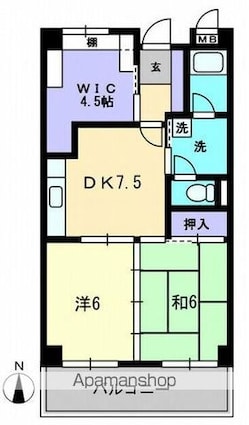 香川県高松市浜ノ町[2SDK/52.85m2]の間取図