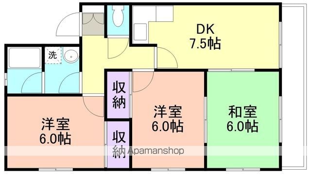 シティハイツ吉森Ⅱ[3DK/53.6m2]の間取図