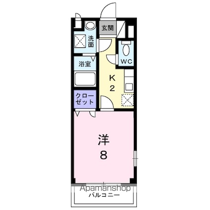 フラットエクセル[1K/25.25m2]の間取図