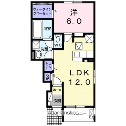 フォルトゥーナＡ[1LDK/44.55m2]の間取図