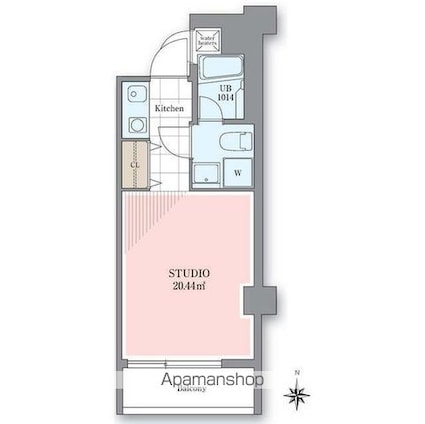 ホテル＆レジデンス六本木　住居[1K/20.44m2]の間取図