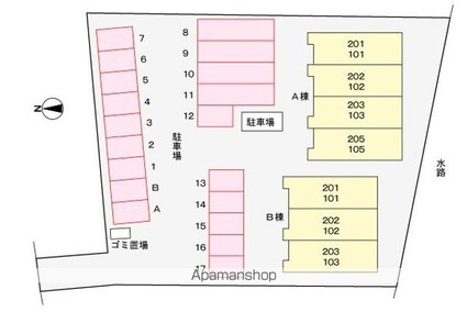 エアリー　レジデンス　Ａ[1LDK/42.8m2]の配置図