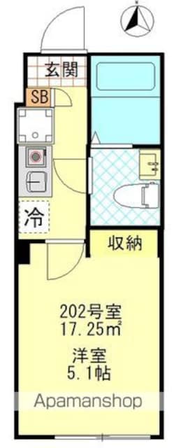東京都板橋区蓮根２丁目[1K/17.25m2]の間取図
