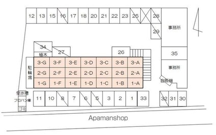 香川県高松市木太町[1K/20.02m2]の配置図