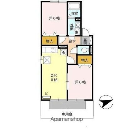Ｃｏｚｙ　Ｃｏｕｒｔ　Ａ棟[2DK/50.42m2]の間取図