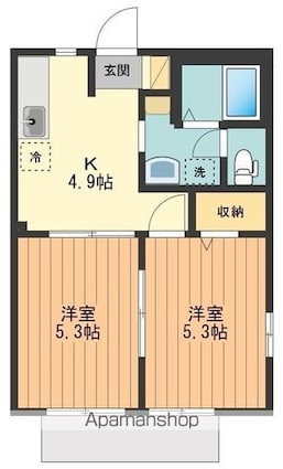 サンミッシェル[2DK/35m2]の間取図