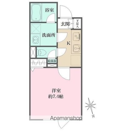 アトリオフラッツ三軒茶屋Ｎｏｒｔｈ[1K/25.5m2]の間取図