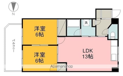 大進第３ハイツ[2LDK/55.58m2]の間取図