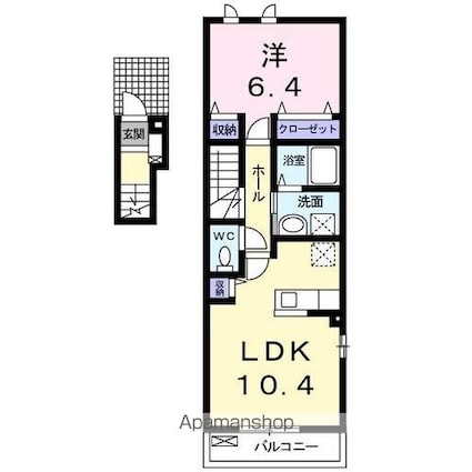 エイトワン　すがわＢ[1LDK/44.62m2]の間取図