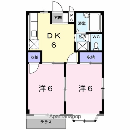 エルディムモモ[2DK/39.74m2]の間取図