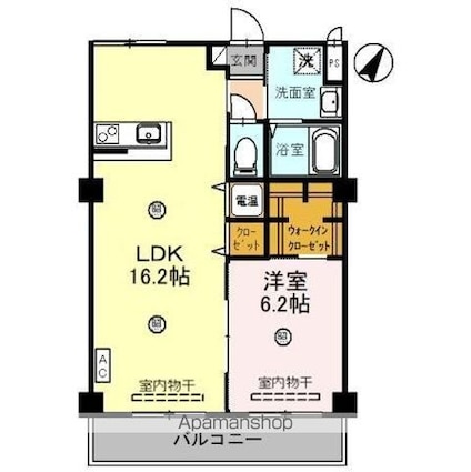 ビラ・レークサイド[1LDK/53m2]の間取図