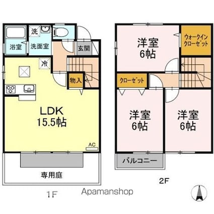 コーヨーハイツＩＩ　Ａ棟[3LDK/78.93m2]の間取図