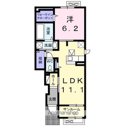 フロラシオン・Ｙ[1LDK/47.81m2]の間取図