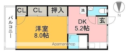 日の出マンション[1DK/30.63m2]の間取図
