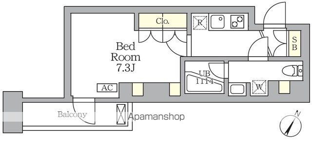 東京都世田谷区三宿１丁目[1K/25.29m2]の間取図
