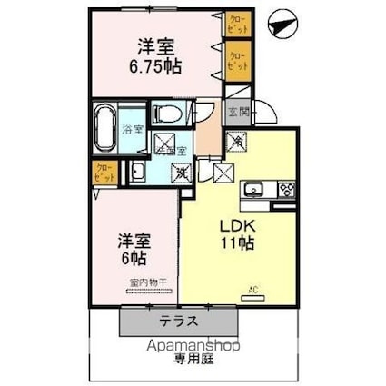 グラースシェリー[2LDK/53.76m2]の間取図