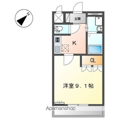 オリオン・セトル[1K/30m2]の間取図