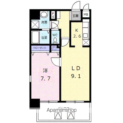 フェスタ元浅草[1LDK/45.6m2]の間取図